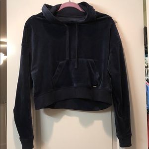 hollister navy velvet cropped sweatshirt